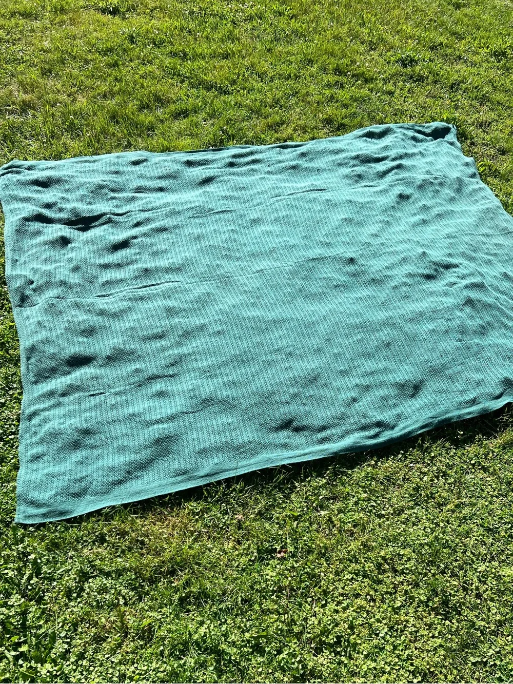 Queen Crochet Cotton Heavy Green Blanket